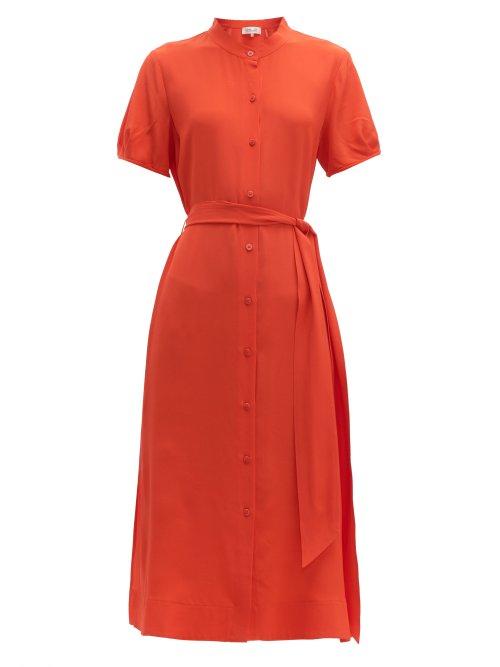 Matchesfashion.com Diane Von Furstenberg - Mia Belted Silk Crepe Midi Dress - Womens - Orange