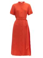 Matchesfashion.com Diane Von Furstenberg - Mia Belted Silk Crepe Midi Dress - Womens - Orange