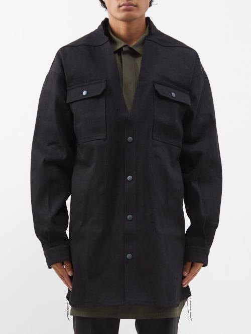 Rick Owens - Collarless Selvedge-denim Overshirt - Mens - Black
