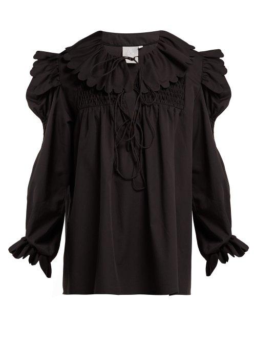Matchesfashion.com Horror Vacui - Defensia Cotton Blouse - Womens - Black