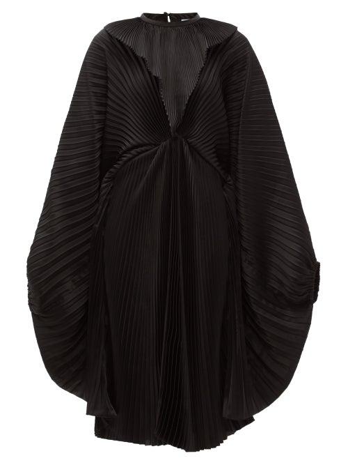 Matchesfashion.com Vetements - Dolman-sleeve Pleated Satin Dress - Womens - Black