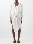 Toteme - Geometric-embroidered Cotton-blend Voile Coverup - Womens - White