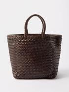Dragon Diffusion - Grace Small Woven-leather Basket Bag - Womens - Dark Brown