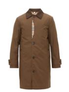 Matchesfashion.com Burberry - Vintage Check Insert Cotton Gabardine Overcoat - Mens - Khaki