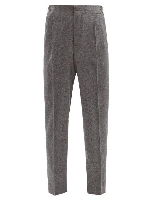 Matchesfashion.com Umit Benan B+ - High-rise Pleated Camel-hair Trousers - Mens - Dark Grey