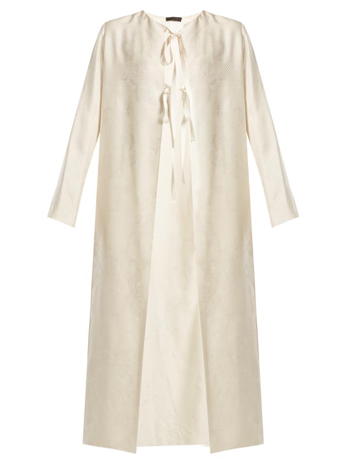 The Row Tiel Tie-front Floral-cloqu Coat