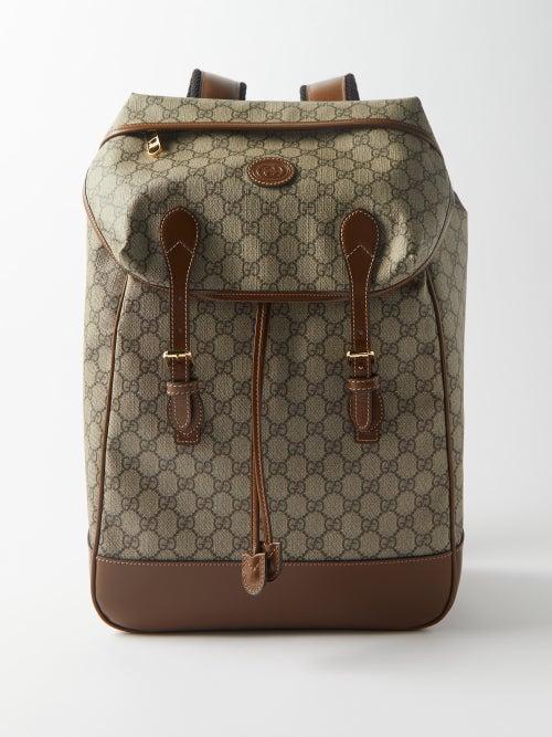 Gucci - Gg-supreme Canvas And Leather Backpack - Mens - Beige