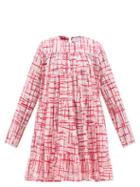 Merlette - Soliman Crosshatch-print Pima-cotton Mini Dress - Womens - Red Print