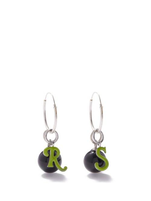 Raf Simons - Rs Pendant Hoop Earrings - Womens - Green