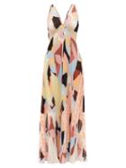 Matchesfashion.com Self-portrait - V-neck Geo-print Pliss-georgette Maxi Dress - Womens - Multi