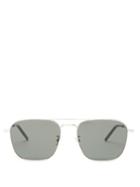 Matchesfashion.com Saint Laurent - Aviator Metal Sunglasses - Womens - Black Silver
