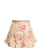 Zimmermann Corsair Flutter Floral-print Linen Shorts