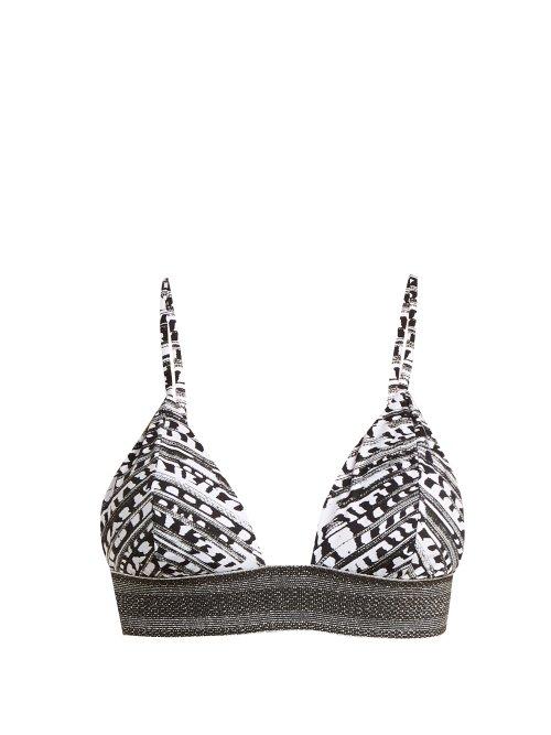 Matchesfashion.com Biondi - Ceylon Printed Triangle Bikini Top - Womens - Black Print