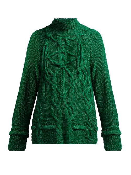 Matchesfashion.com Spencer Vladimir - City Cable Knitted Cotton Sweater - Womens - Green
