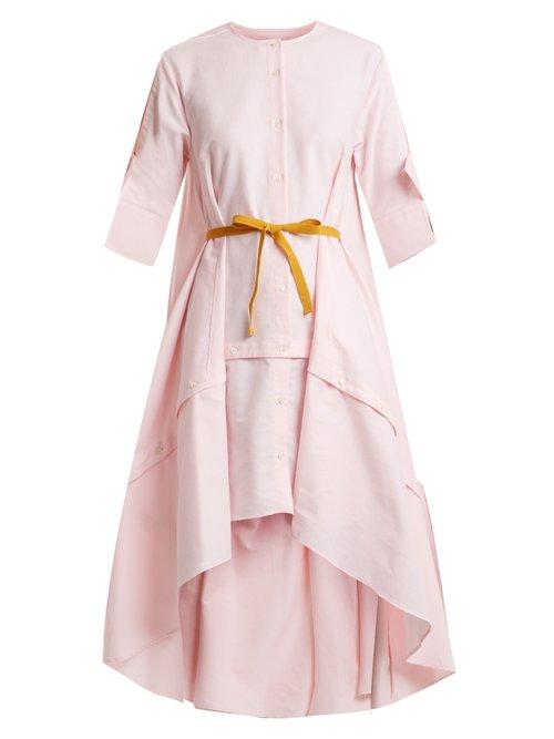 Matchesfashion.com Palmer//harding - Adjustable Sleeve Step Hem Cotton Shirt - Womens - Light Pink