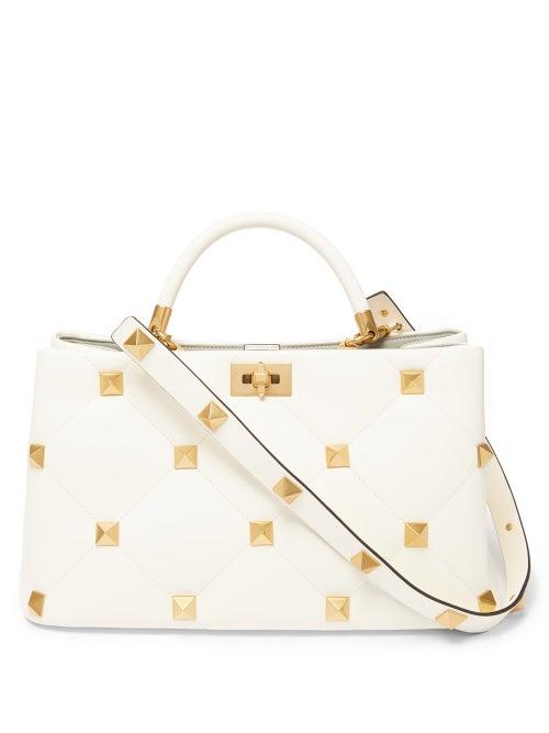 Valentino Garavani - Roman Stud Quilted-leather Tote Bag - Womens - White