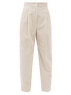 Matchesfashion.com Brunello Cucinelli - Pleated Cotton-corduroy Trousers - Womens - Ivory