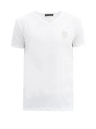 Matchesfashion.com Versace - Medusa-logo V-neck Cotton-blend T-shirt - Mens - White