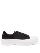 Alexander Mcqueen - Deck Canvas And Suede Trainers - Womens - Black/white