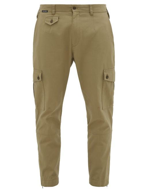 Matchesfashion.com Dolce & Gabbana - Logo-patch Cotton-blend Cargo Trousers - Mens - Beige