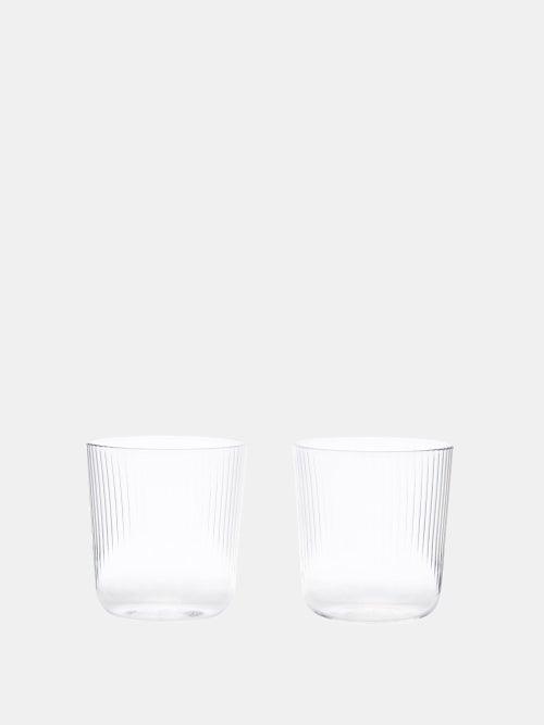 R+d.lab - Set Of Two Luisa Ridged-glass Wine Tumblers - Clear