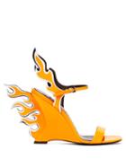 Matchesfashion.com Prada - Flame Patent Leather Sandals - Womens - Orange
