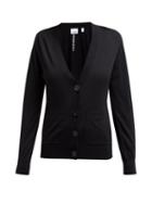 Matchesfashion.com Burberry - Logo Intarsia Merino Wool Cardigan - Womens - Black