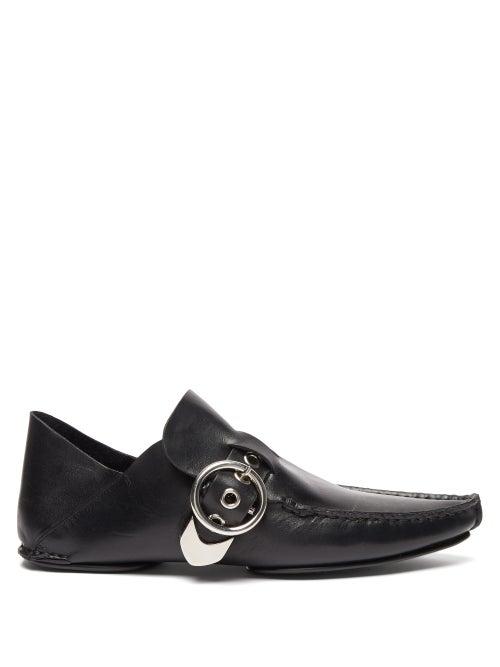 Matchesfashion.com Loewe - Shearling Lined Collapsible Heel Leather Loafers - Womens - Black
