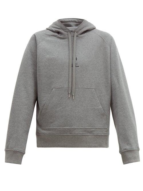Matchesfashion.com Neil Barrett - Logo Print Cotton Hooded Sweatshirt - Mens - Grey