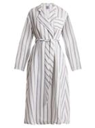 Matchesfashion.com Thierry Colson - Biarritz Striped Linen Blend Coat - Womens - Blue Stripe
