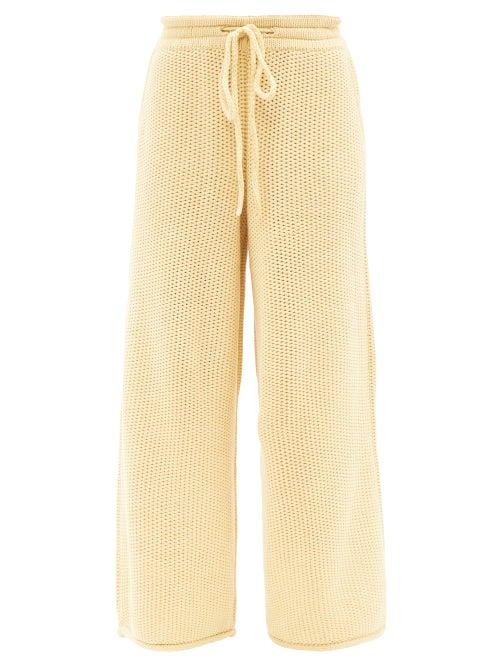 The Elder Statesman - Grain-stitch Cashmere Trousers - Womens - Light Yellow