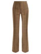 Rochas Checked Wool-blend Flared Trousers