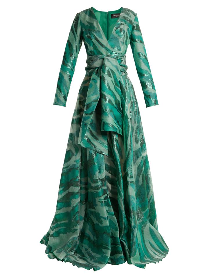 Azzaro Acid Long-sleeved Jacquard Gown