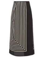 Totme - Striped Silk-crepe Wrap Skirt - Womens - Black