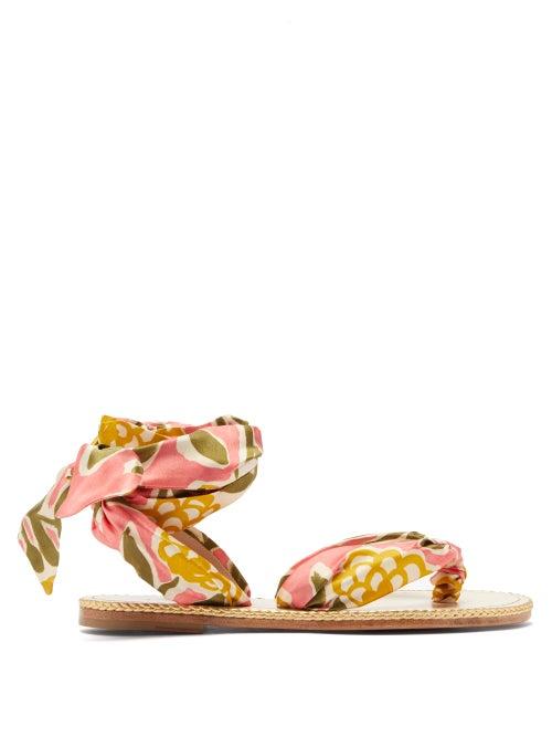 Matchesfashion.com Christian Louboutin - Spetsos Raoul Print Satin Sandals - Womens - Multi