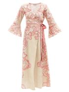 D'ascoli - Diya Paisley-print Cotton-khadi Wrap Dress - Womens - Pink Print