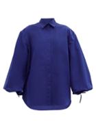 Matchesfashion.com Jil Sander - Balloon-sleeve Cotton-blend Shirt - Womens - Blue