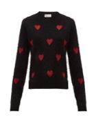 Matchesfashion.com Redvalentino - Metallic Heart Intarsia Sweater - Womens - Black Red