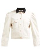 Matchesfashion.com Isabel Marant - Iolana Puffed Sleeve Denim Jacket - Womens - Ivory