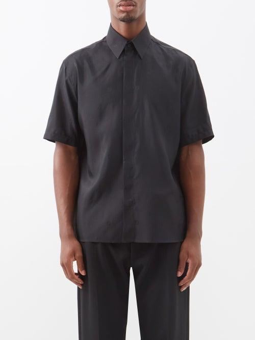 Fendi - Ff-monogram Pinstriped Canvas Shirt - Mens - Black