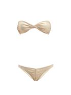 Matchesfashion.com Lisa Marie Fernandez - Alexia Ruched Metallic Bikini - Womens - Gold
