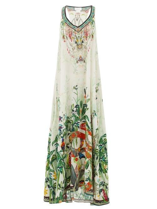 Matchesfashion.com Camilla - Daintree Dreaming Forest-print Silk Dress - Womens - White Print