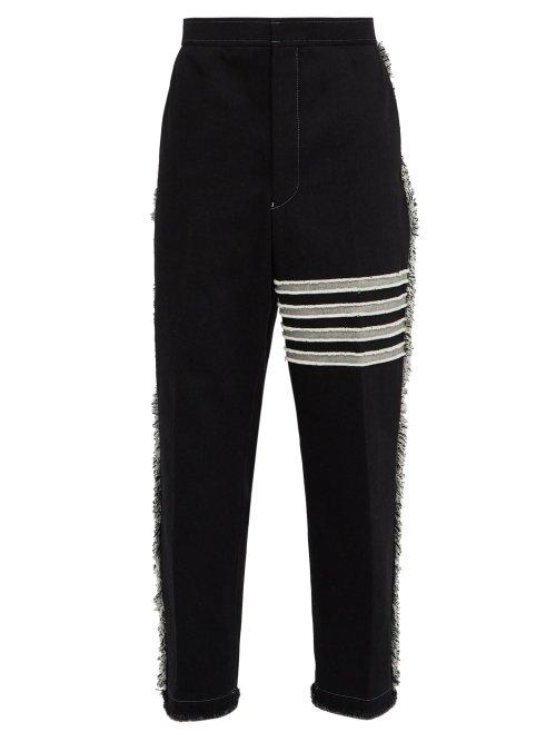 Matchesfashion.com Thom Browne - Fringed Straight Leg Jeans - Mens - Black