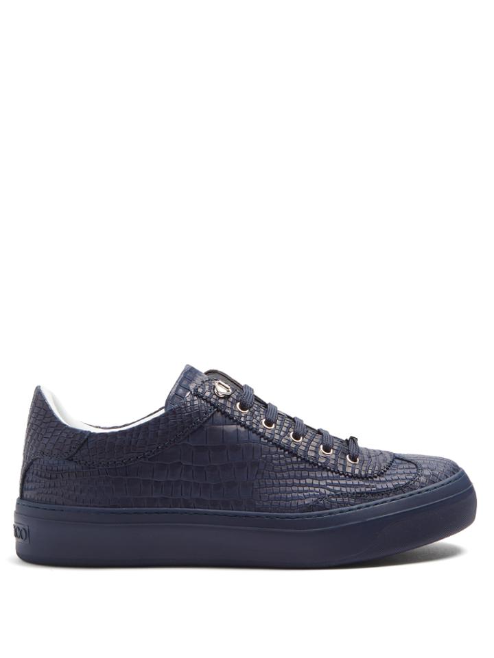 Jimmy Choo Ace Low-top Crocodile-effect Nubuck Trainers