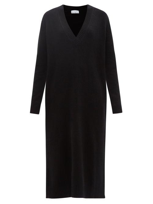 Raey - Recycled Cashmere-blend Deep V-neck Dress - Womens - Black