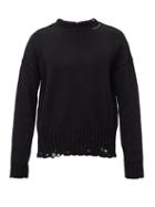 Mens Rtw Marni - Logo-embroidered Distressed Cotton Sweater - Mens - Black