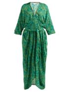 Matchesfashion.com Chufy - Tarabel Geometric Print V Neck Dress - Womens - Green