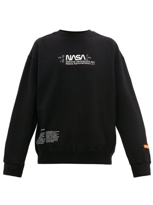 Matchesfashion.com Heron Preston - Nasa Print Cotton Sweatshirt - Mens - Black White
