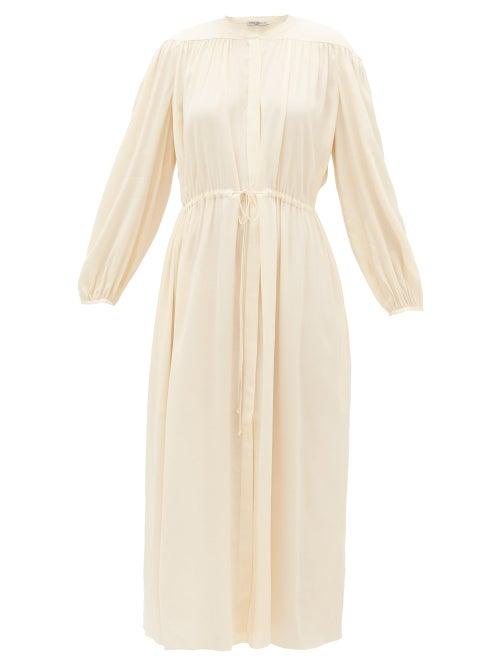 Matchesfashion.com Three Graces London - Julienne Balloon-sleeve Crepe Dress - Womens - Cream