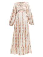 Matchesfashion.com Beulah - Indira Floral Print Cotton Voile Dress - Womens - Multi